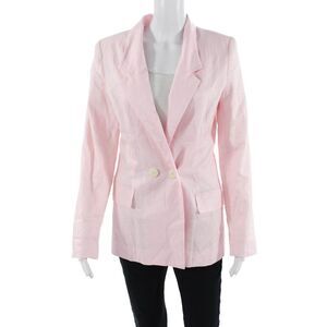 Kimberly Taylor Womens Double Breasted Notched Lapel Blazer Jacket Pink XS